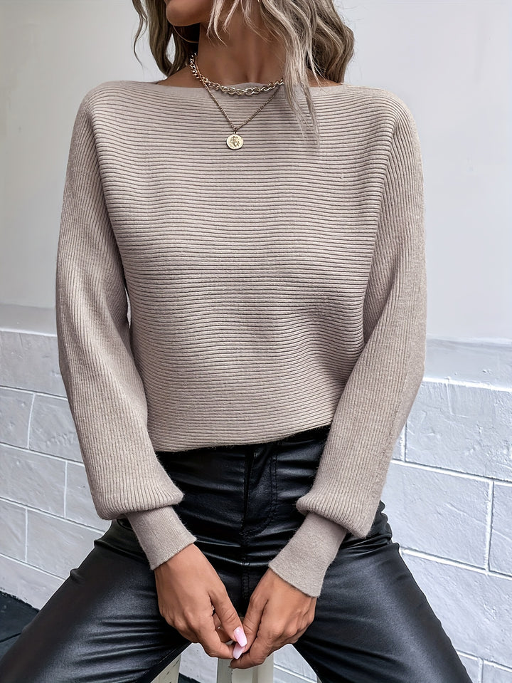 Khaki Pullover Sweater Casual Solid Color